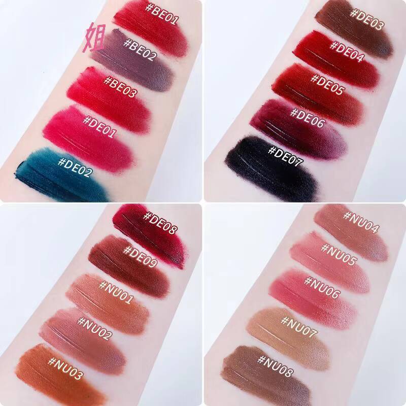 Kaleidos Lipstick Cream Matte Velvet Nude Colours Mud Waterproof Gloss Long Lasting Lip Stain happy