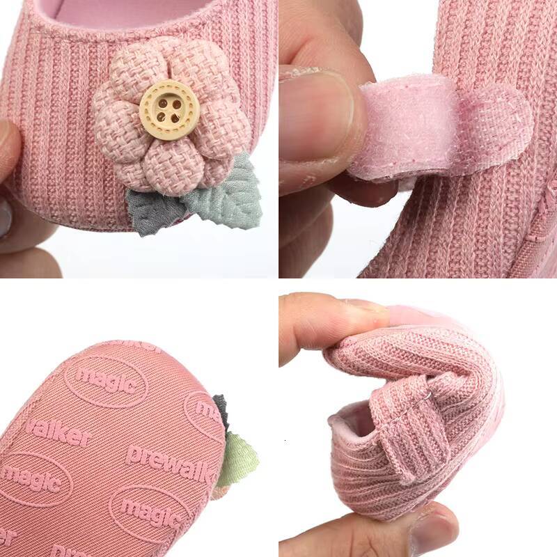 Bobora First Walkers Princess Infants Baby Girl Cute Flower Casual Shoes Soft Sole Anti-Slip Prewalkers