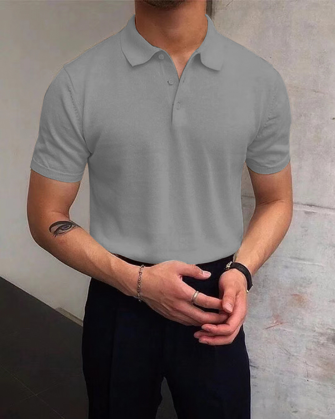 Mens designer polo t shirt Lapel loose knitted sweater solid-color casual top European code: S-3XL