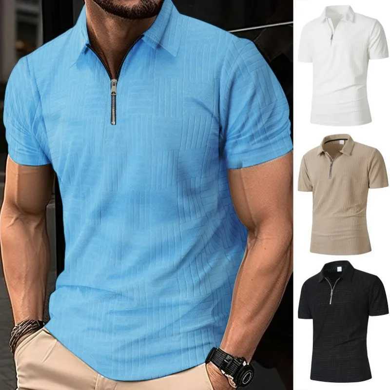 Summer New European and American Mens Polo Shirt Short Sleeve Button T-shirt Loose Jacquard Top W250616