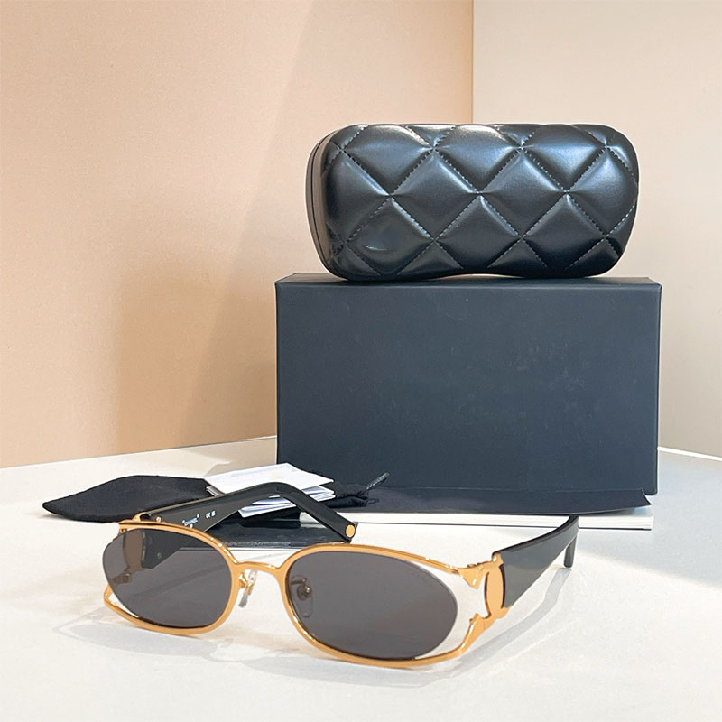 Luxury brand designer women sunglasses metal oval frame grey lenses glasses men sunglasses designer glasses outdoor sports vacation goggles high-quality UV 400