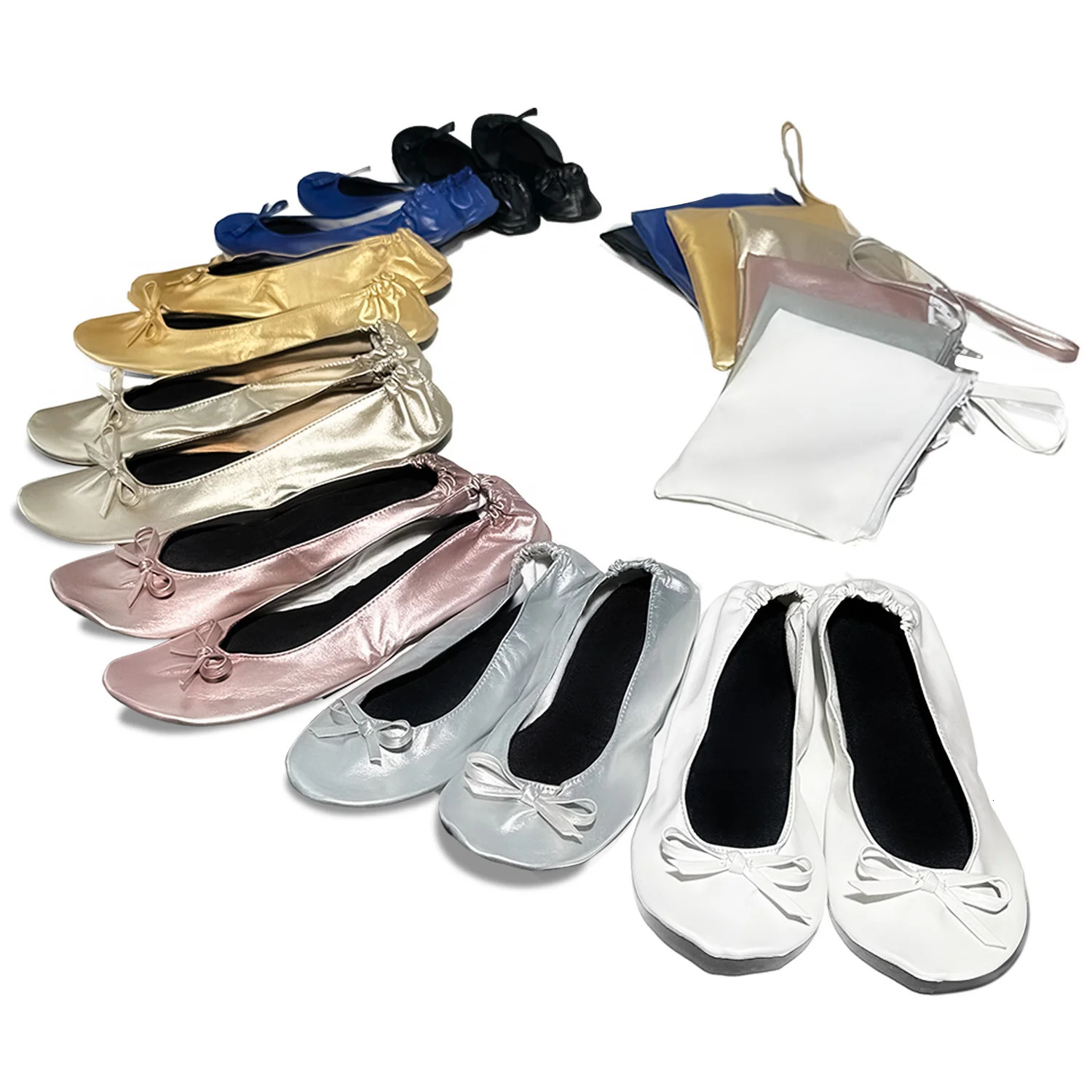 Womens Foldable Portable Ballet Flats For Indoor Use Roll Up Slippers Conveniently Packaged With Bag For Travel Wedding 250613
