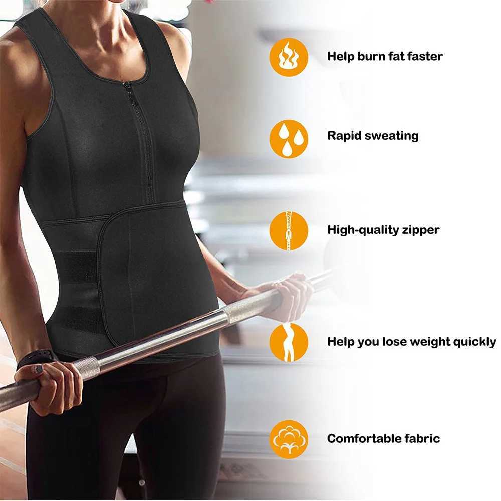 Plus Size Waist Trainer Women Flat Belly Sweat Vest Sauna Shapewear Body Shaper Weight Loss Neoprene Tummy Slim Gaine W250616