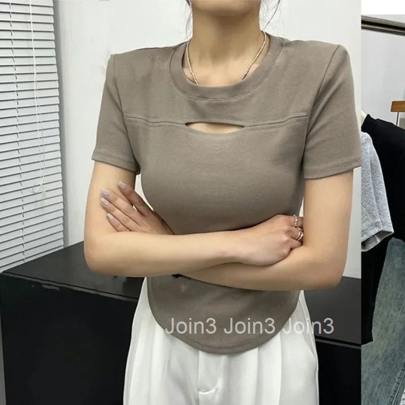 Tops Woman Cotton Slim Summer Outfit Plain T Shirt for Women Short Sleeve Y2k Clothes Yk2 Korean Clothing Aesthetic Popular Goth