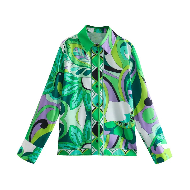 2024 Autumn European And American Style Womens Printed Temperament Shirt Short Skirt Street Casual Fashion Suit 250609