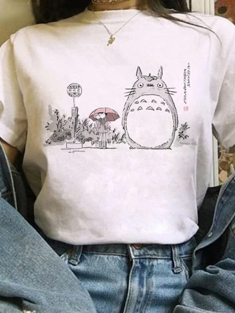 T-Shirt Ladies Casual Basis White t Shirt Short Sleeve Ladies T-Shirt cartoon Printing