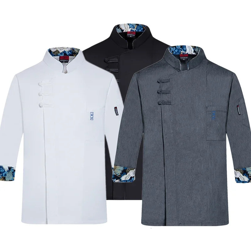 Chef Uniform Jacket Men Women 34 Sleeve Kitchen Cook Coat Waiter Shirt 250612