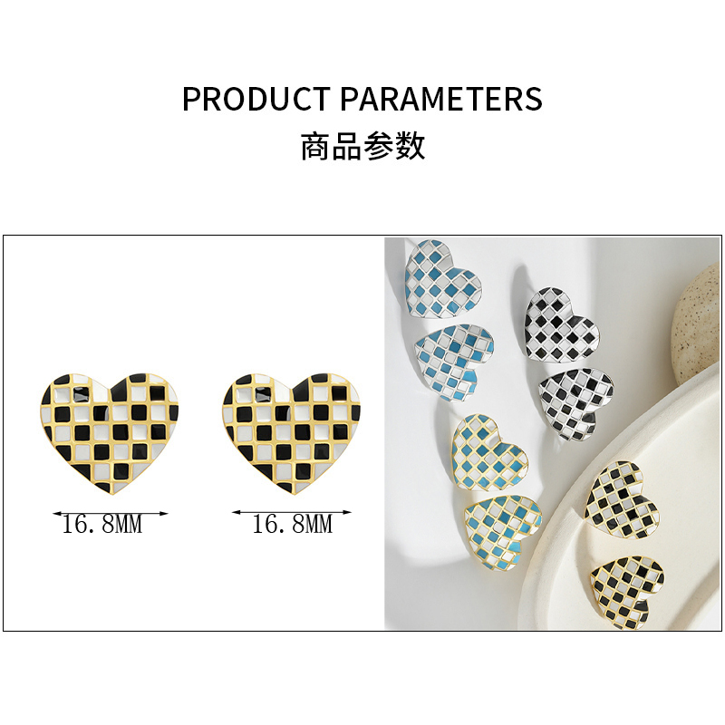 Women's Enamel Exquisite Earrings - Dainty Silver Tone Love Heart Earrings for Her with Elegant Hoops & Choker Design Ear Studs Choker Style Love