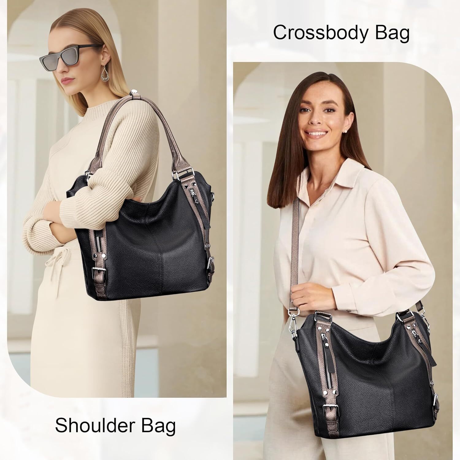 Genuine Leather Handbags for Women Hobo Shoulder Bags Ladies Tote Bag