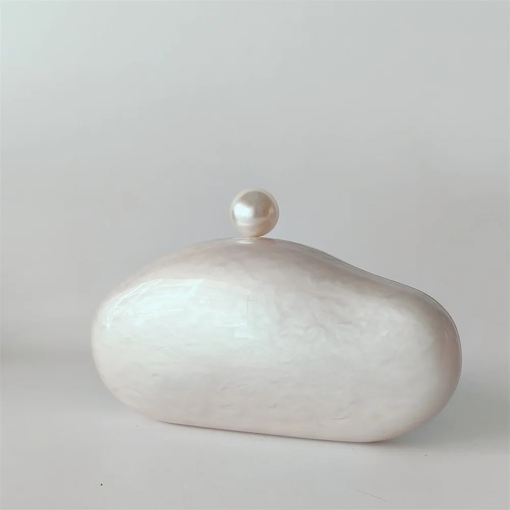 Marble Egg Shape Clutch Bag Acrylic Purse Women Wedding Evening Party Cute Ivory Beach Mini Summer Pearl Lady And Handbag 250614