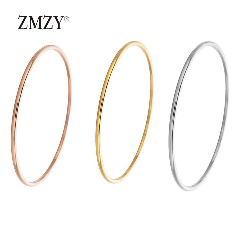 ZMZY Stainless Steel Classic Round Single Circle Bangle Simple Closed Thin Wire Charm for Women Jewelry Gift Z250616