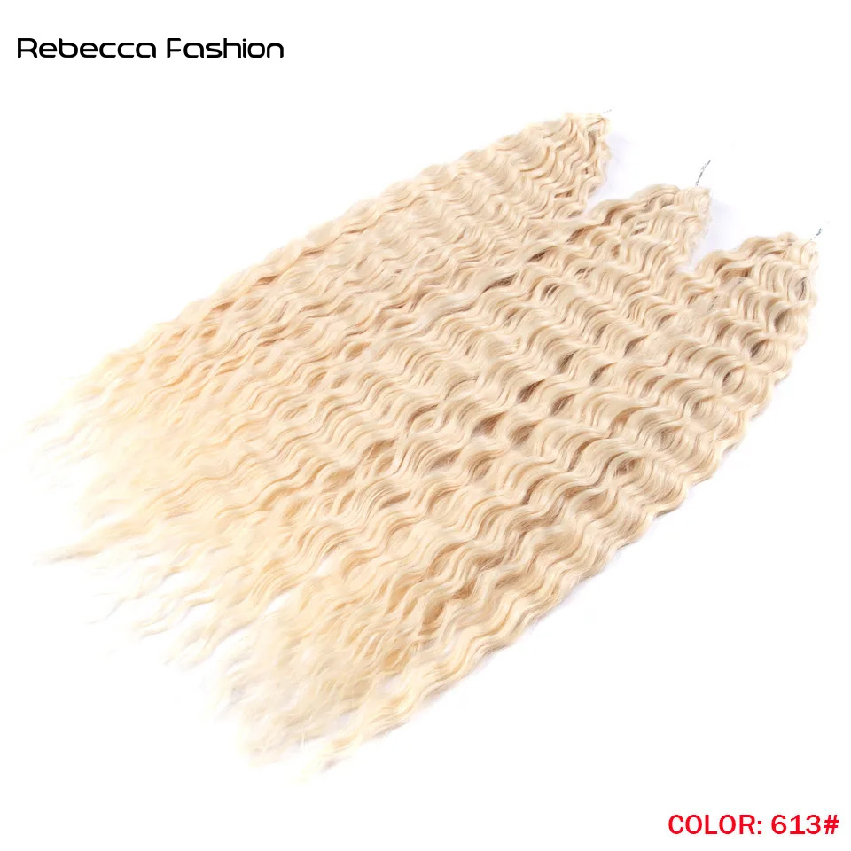 Rebecca Fashion Ariel Curl Water Twist Crochet Synthetic Braid Ombre Blonde 22 Inch Deep Wave Braiding Hair Extension
