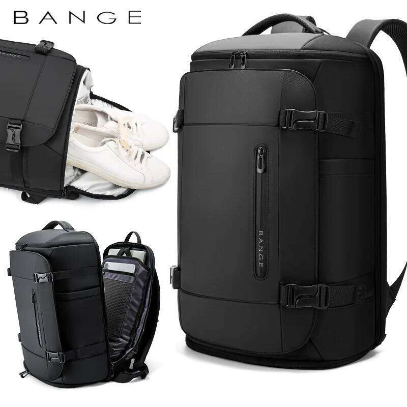 Bange New Men's Travel Waterproof Large Capacity Hiking And Camping Backpack, Carrying Backpack With Shoe Compartment