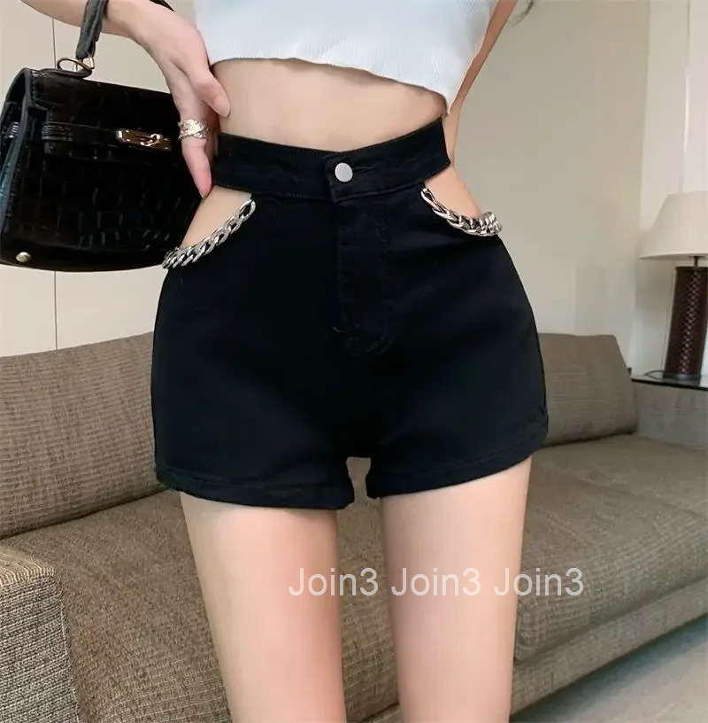 New In Sexy Hollow Womens Denim Shorts Kpop Streetwear 2000s Clothes Y2k Fashion Clothing 2025 Hot XL Female Short Jeans Pants