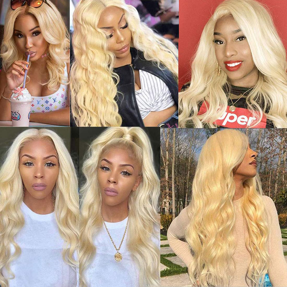 613 Bundles Blonde Human Hair Single Bundle 12-28 inch 3 Bundles Body Wave 100% Unprocessed 10A Brazilian Virgin 613 Human Hair Bundles 100g per bundl