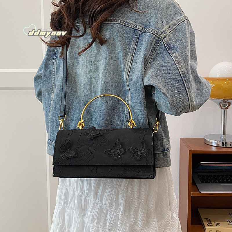 Bags 2025 New Forest Style Sweet Girl Fashion Lace Butterfly Trendy Single Shoulder Chain Small Square Bag Trend ddmynov ddmynov ddmynov