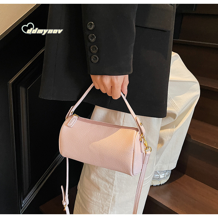 This Year's Trend: Simple Solid Color Niche Cylinder Handheld Crossbody for Women 2025 New Fashion Versatile Small Bag ddmynov ddmynov