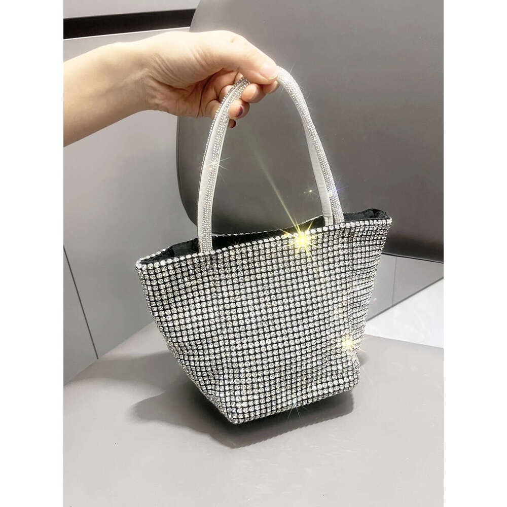 2025 fashionable Women's Shiny Rhinestone Handmade Designer Evening Chain Tote Bag