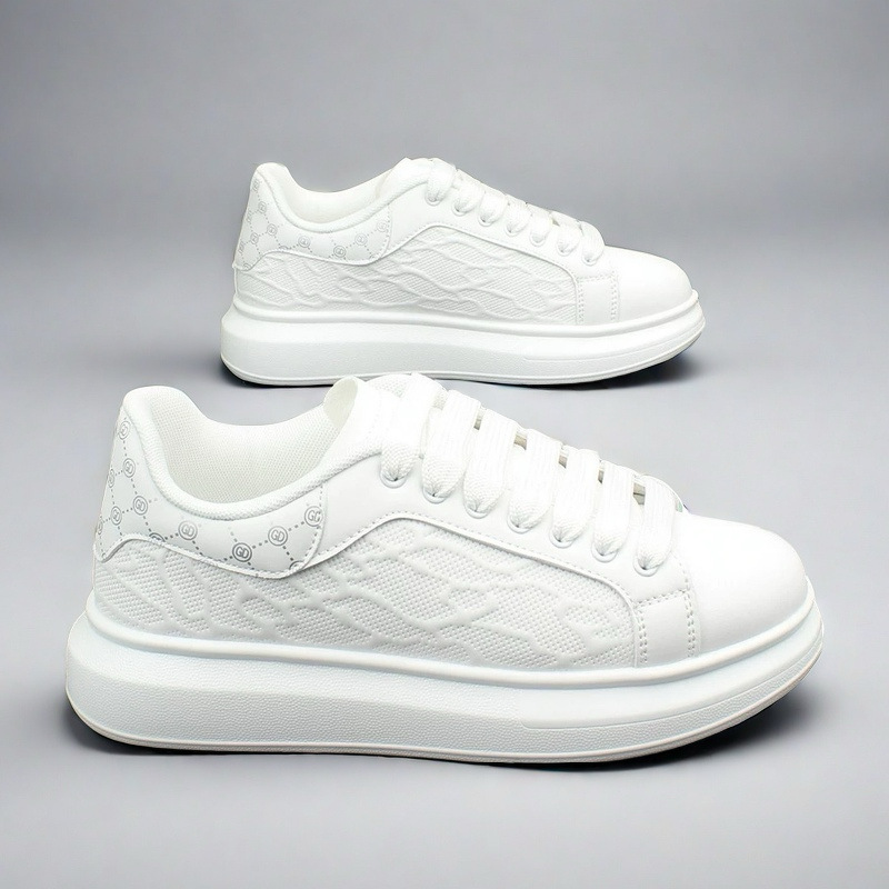 White for men and women, made of PU leather same high version all-match New style in Free shipping thick-soled height-increasing sneakers lazy shoes