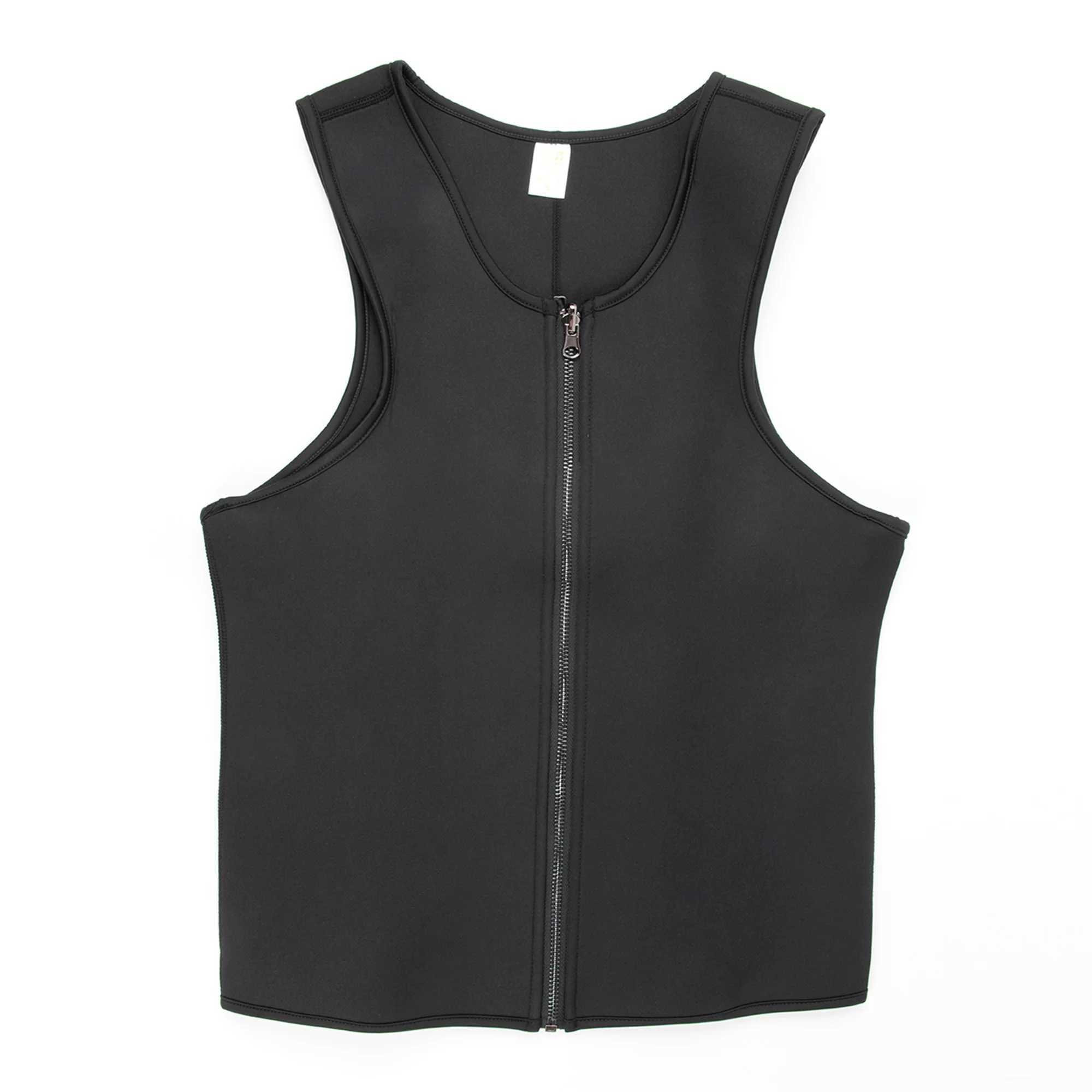 Men Waist Trainer Tummy Control Fitness Corset Zip Sauna Tank Top Neoprene Workout Shirt Vest W250616