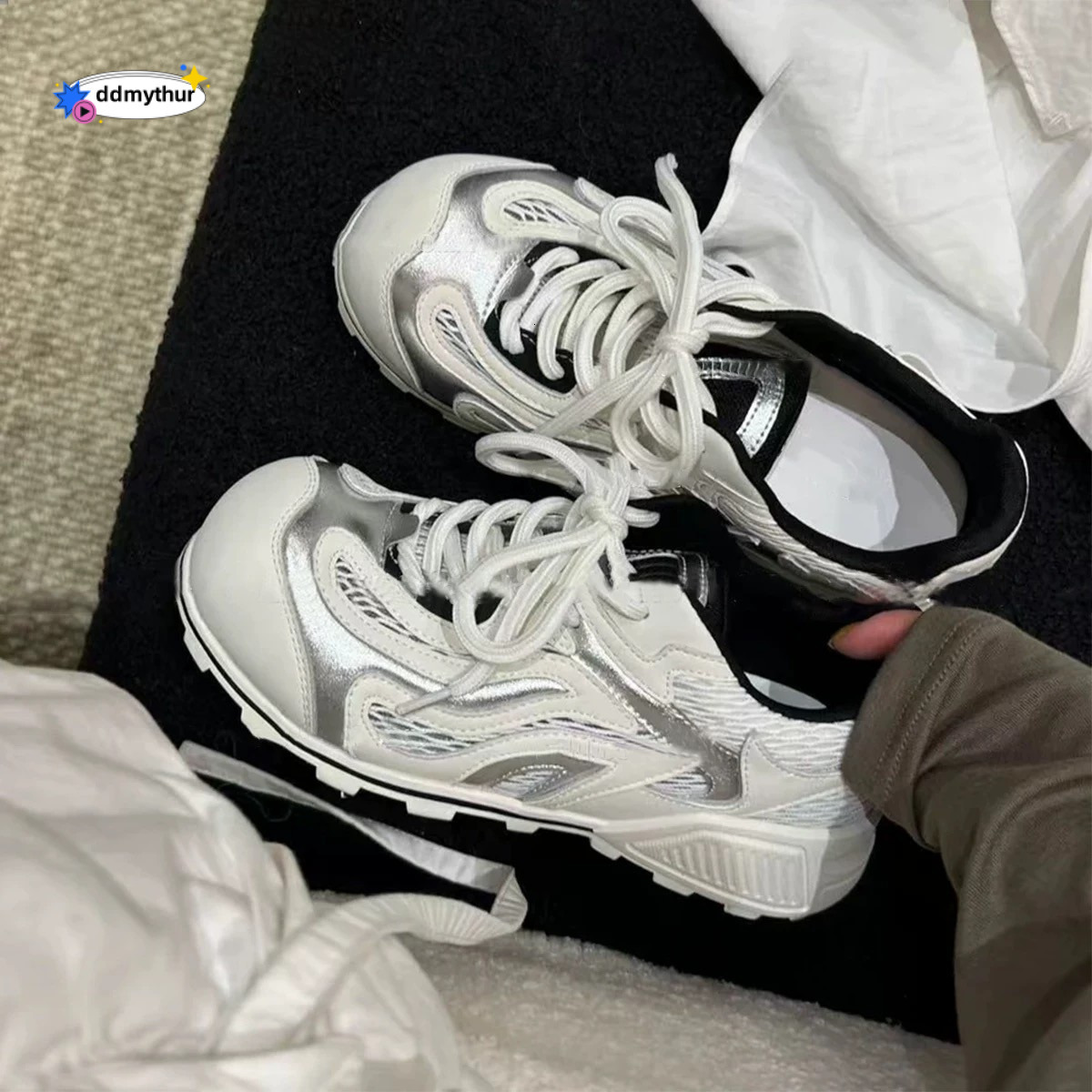 Disordered Aesthetics" Bowling 2025 Summer Agan Shoes for Women Breathable 4cm Versatile Casual Niche Sneakers ddmythur