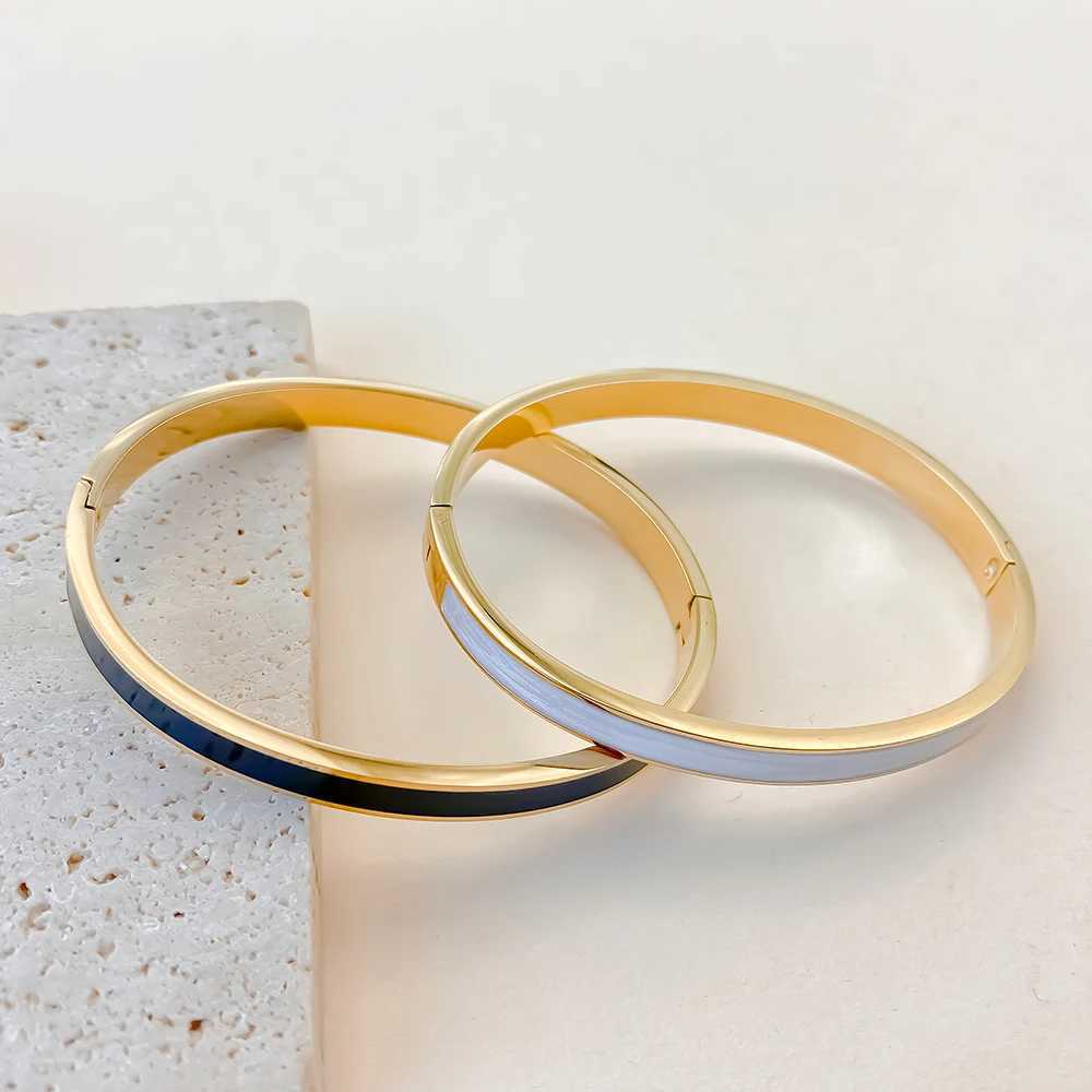 eManco Luxury monochrome Enamel Bangles for Women Party Gift Fashion Bangle Original Stainless Steel Jewelry Z250616