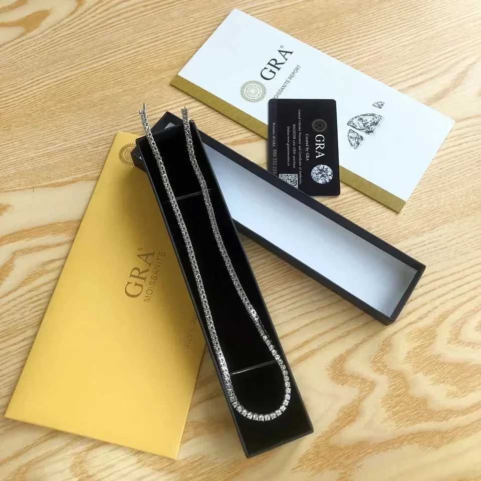 EWYA Sparkling Real Full 2.5/3/4/5mm D Color Moissanite Tennis Necklace for Women S925 Silver Diamond Neck Chain Necklaces Gift W250616