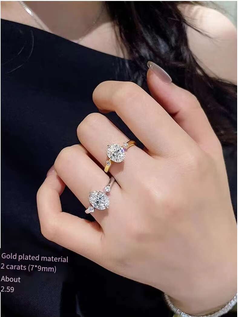 Wholesale GRA VVS 2ct Moissanite Engagement Diamond Oval Water Drop Ring 925 Sterling Silver 18k Gold Women Wedding Jewelry