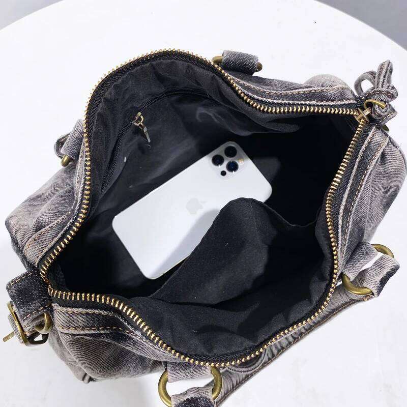 Women's Bags Designer Moto & Biker Denim Pillow Bags For Women Designer Handbag Purses New In Splicing Washing Process Top Handle Shoulder
