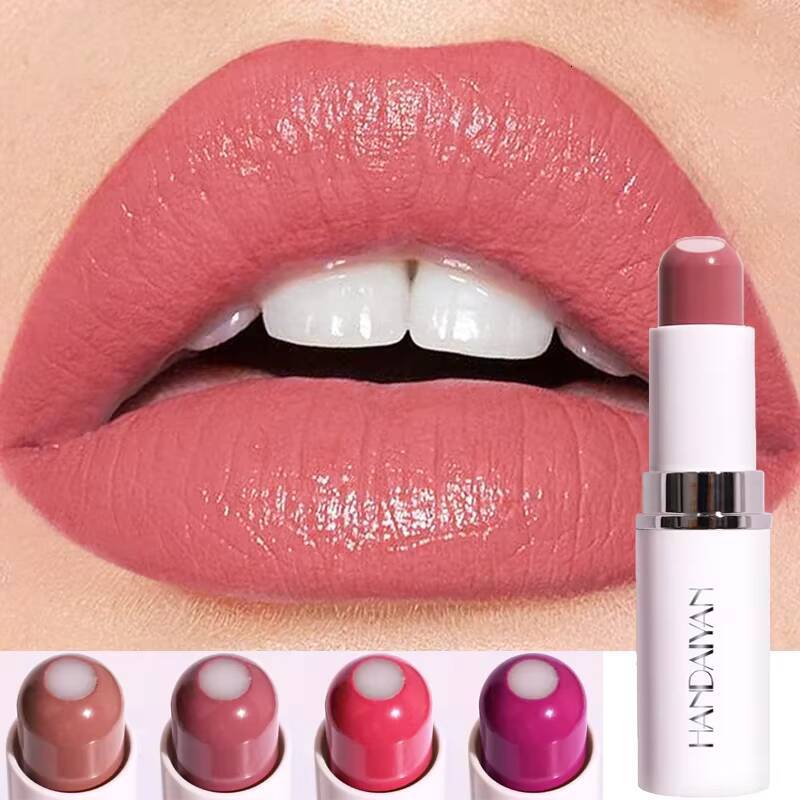 2-in-1 Nude Matte Red Balm Moisturizing 8 Colors Sandwich Lipstick Waterproof Long Lasting Non-stick Cup Lip Stick happy