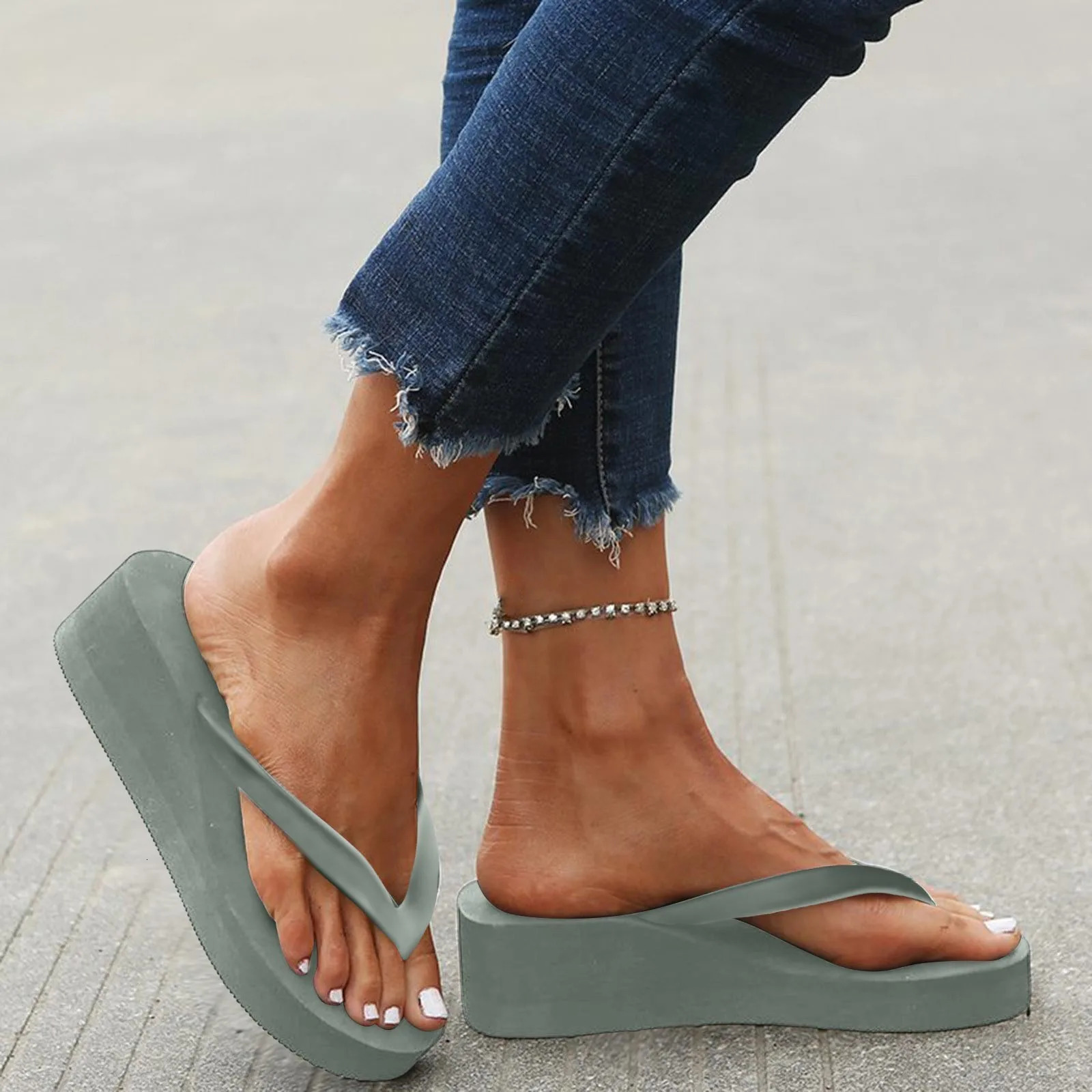 WomenS Thong Slippers Summer Platform Slope Heel Wedges Bohemian Beach Shoes Slippers Sandals Memory Foam Flip Flops Rain Boots 250614