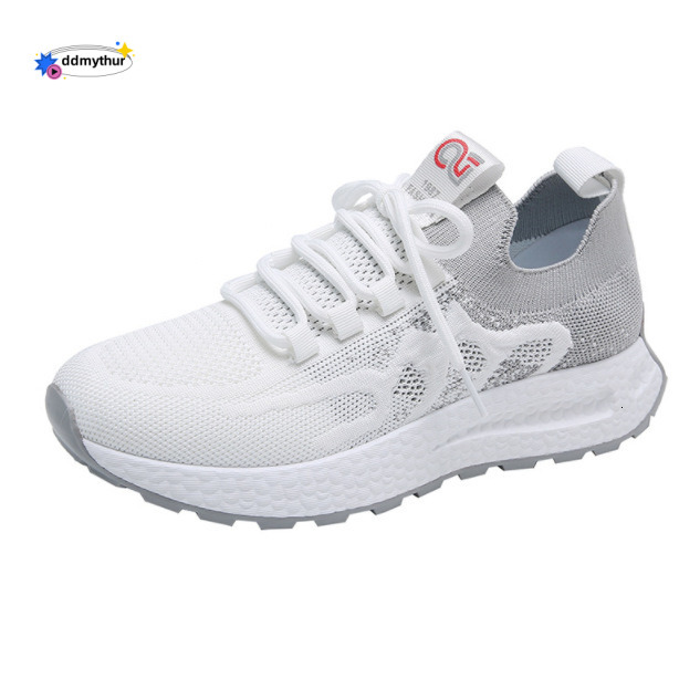 Summer Flyknit Sneakers Women's Spring New Versatile Mesh Breathable Casual Running Shoes ddmythur