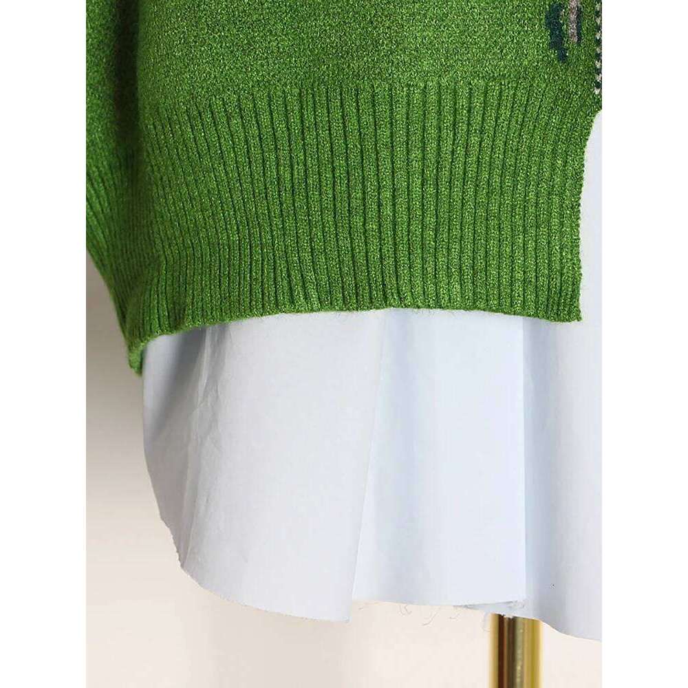 VGH Hit Color Spliced Metal Casual Shirts For Women Lapel Long Sleeve Patchwork Knitting Minimalist Tunic Blouses Female Style