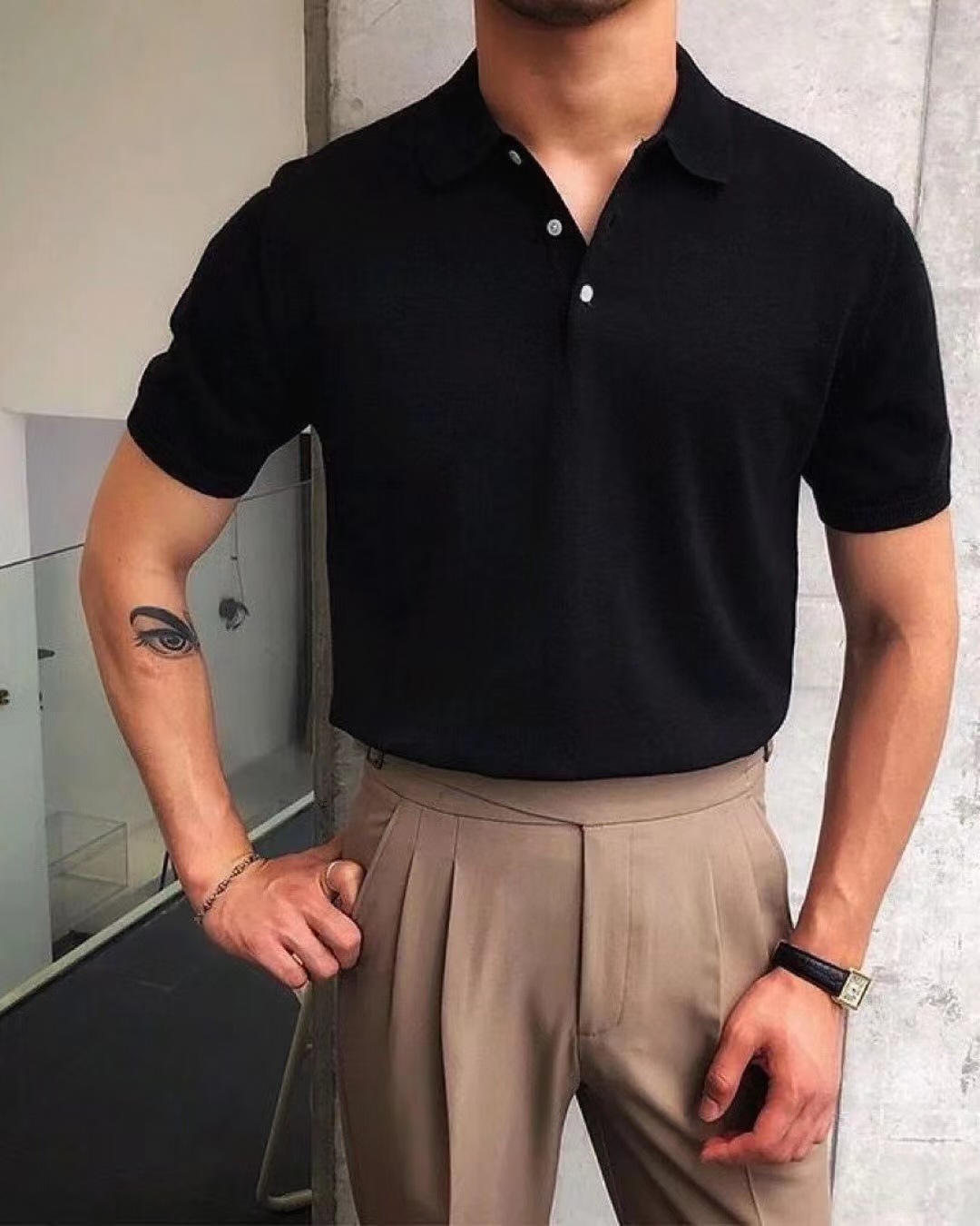 Mens designer polo t shirt Lapel loose knitted sweater solid-color casual top European code: S-3XL