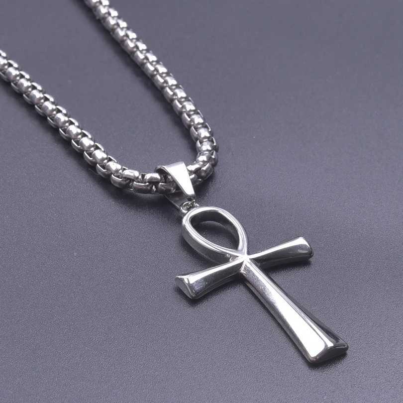 4mm Width Stainless Steel Jewelry Chain Necklaces For Women Men Accessories Ankh Cross Pendant Charm Necklace Statement Fashion W250616