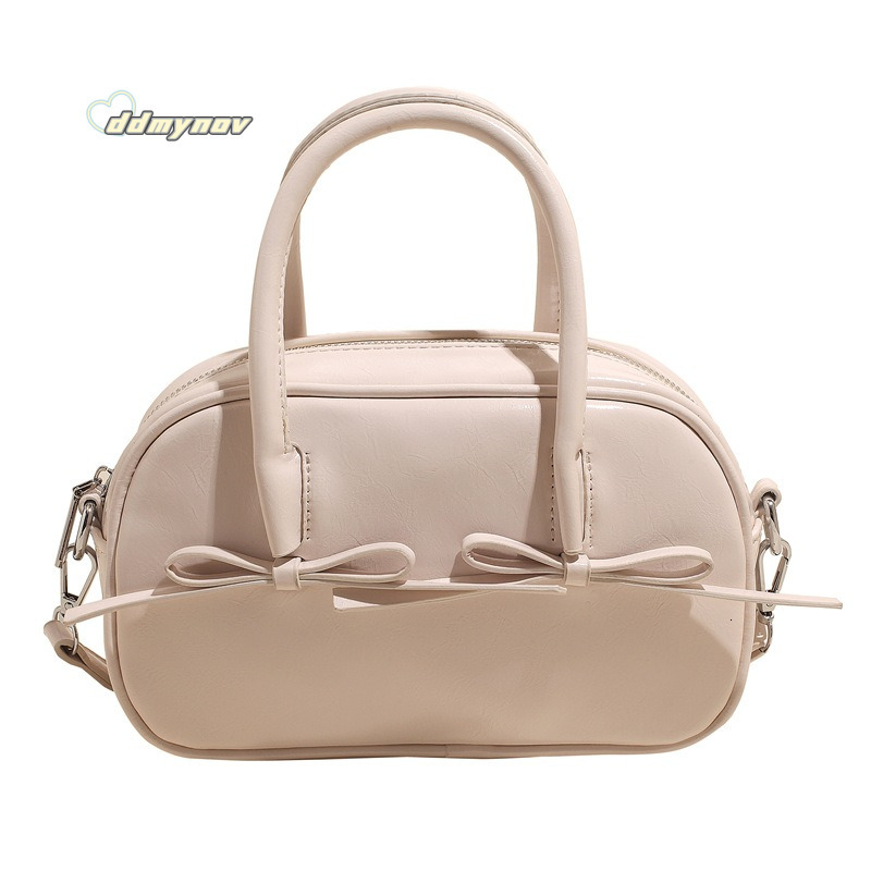 High-End Bowknot Handheld Bowling Ball for Women 2025 Spring New Fashion Commuter Versatile Crossbody Bag Trend ddmynov ddmynov ddmynov ddmynov