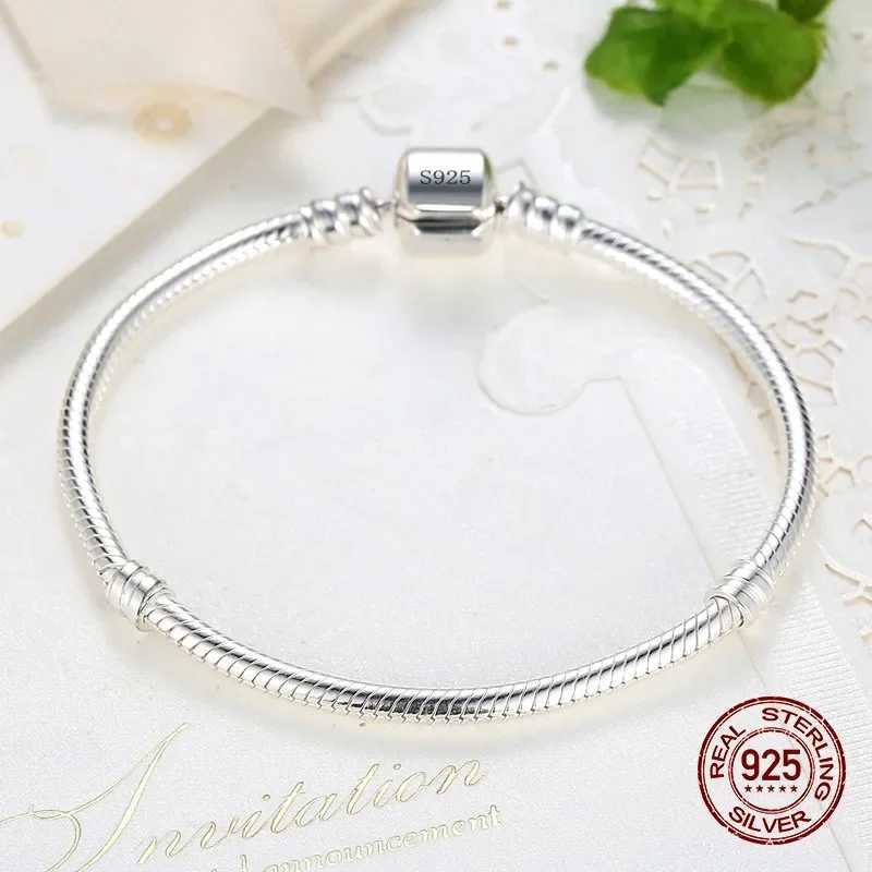 TOP SALE Authentic 100% 925 Sterling Silver 3MM Snake Chain Bangle for Women Luxury Jewelry 16-23CM Z250616