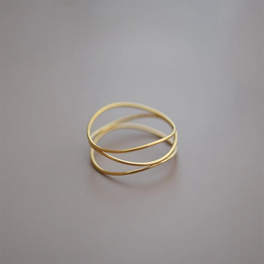 Trendy Simple Three Layered Golden Ring for Women Exquisite Stainless Steel Ring Sweet Cool Party Jewelry Gifts 250610