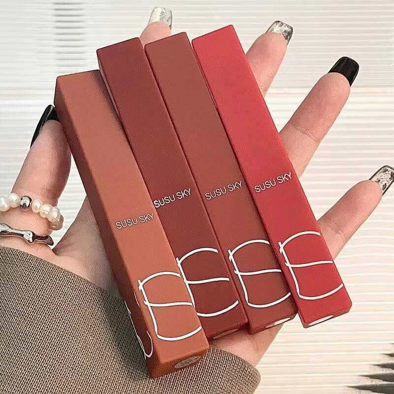 TX010Thin Tube Matte Lipstick, Waterproof Sweatproof, Does Not Fade Or Remove Makeup, Can Be Used on Both Lips and Cheeks happy