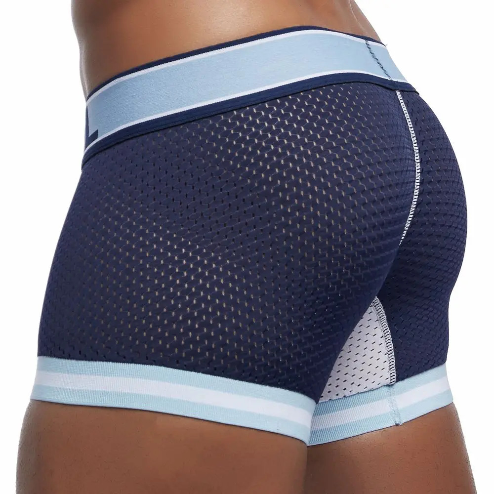 Mens Underwear Boxer Breathable Mesh Boxer Brief Male Underpants Sexy Panties Mens Bodysuit Trunks PantQuick Dry Sports Fitness 250614