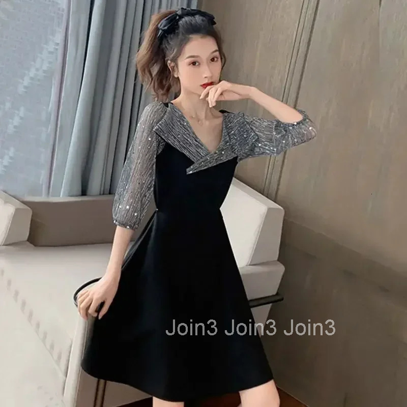 A Line Korean Style Midi Mesh Womens Long Sleeve Dresses New Features of In Fashion Summer 2025 Elegant Party Xxl Female Dress