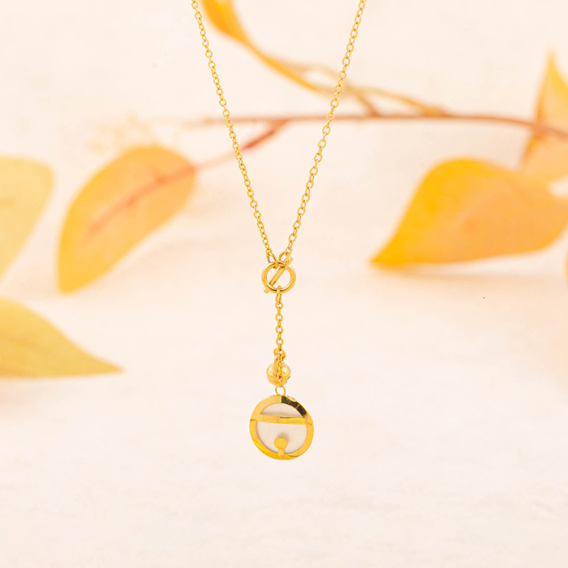 Light High-End Exquisite Round Necklace for Women Stainless Steel Fashion Simple Non-Fading Jewelry