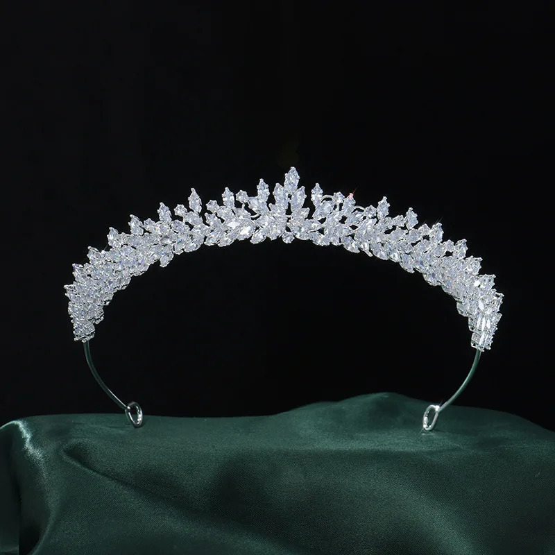 Princess Wedding Tiaras Crowns Bridal Headbands CZ Zirconia Bride Crown Headdress Birthday Party Prom Hair Jewelry Headpiece 250603