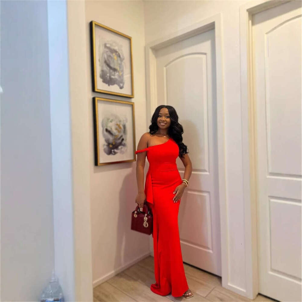 New Fashion Slim Fit Elegant Sexy Off-Shoulder Solid Color Asymmetrical Long Dress For Women B5