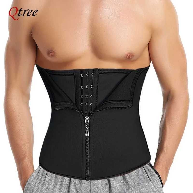 Qtree Men Hot Neoprene Slimming Trimmer Hooks Belt Sauna Sweat Body Shaper Corset Fitness Double Tummy Control Strap Weight Loss W250616