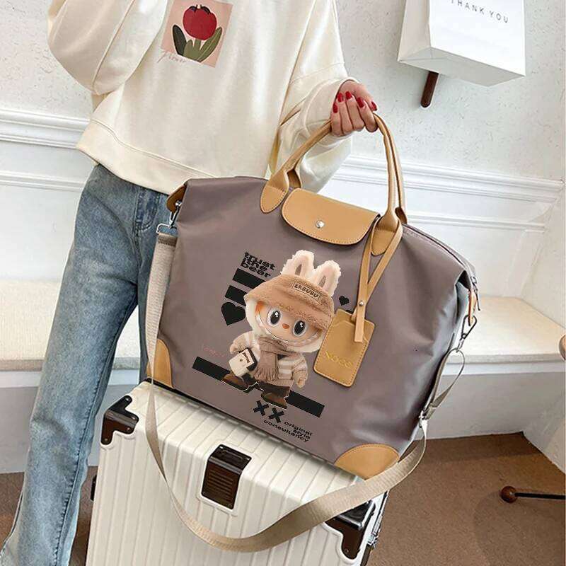 Women's Bags Designer Labubu Travel Tote Large Capacity Portable Lightweight Simple Waterproof Gym Bag Cute Cartoon Funny Women Shoulder Bags Gif