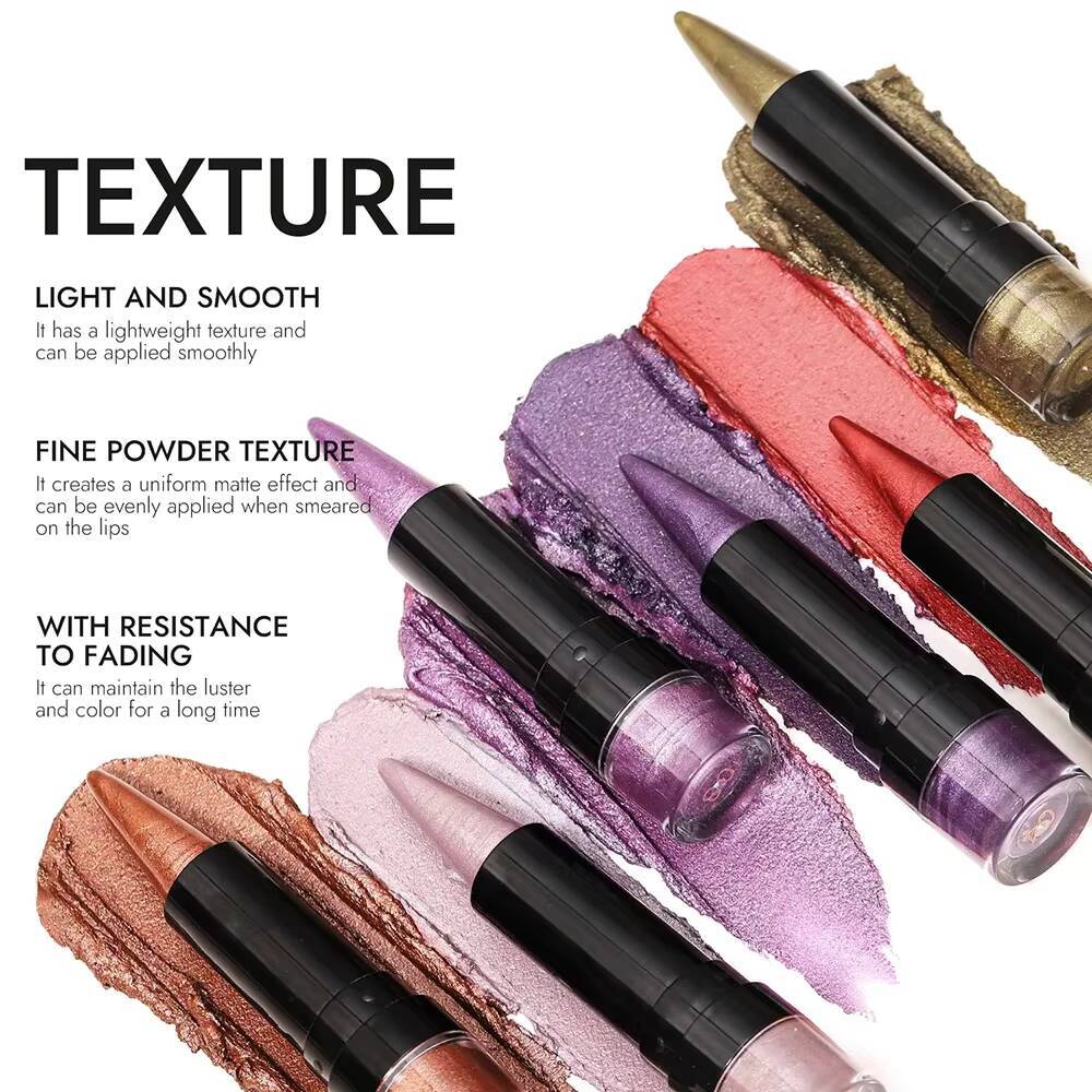 Pointed Glitter Lipstick Nude Purple Moisturize Diamond Metallic Lip Liner Pencil Outline Contouring Gradient Eyeshadow Cosmetic happy