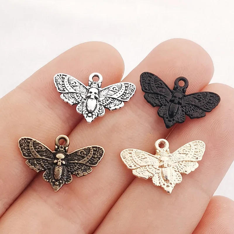JINDINSP 20pcs 20*13mm Accessories Animal Moth Skull Moth Charms Pendant For Jewelry Making DIY Jewelry Findings 250609