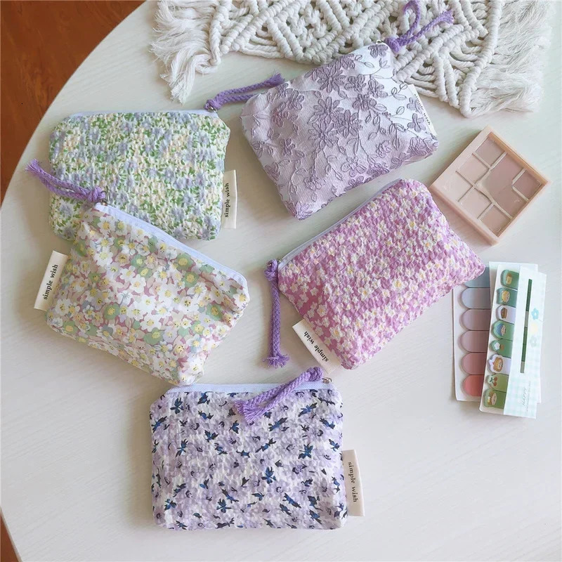 Japan Style Floral Coin Purse Women Clutch Wallet Change Purse Girls Cute Small Wallet Lipstick Coin Pouch Cosmetic Storage Bag 250614