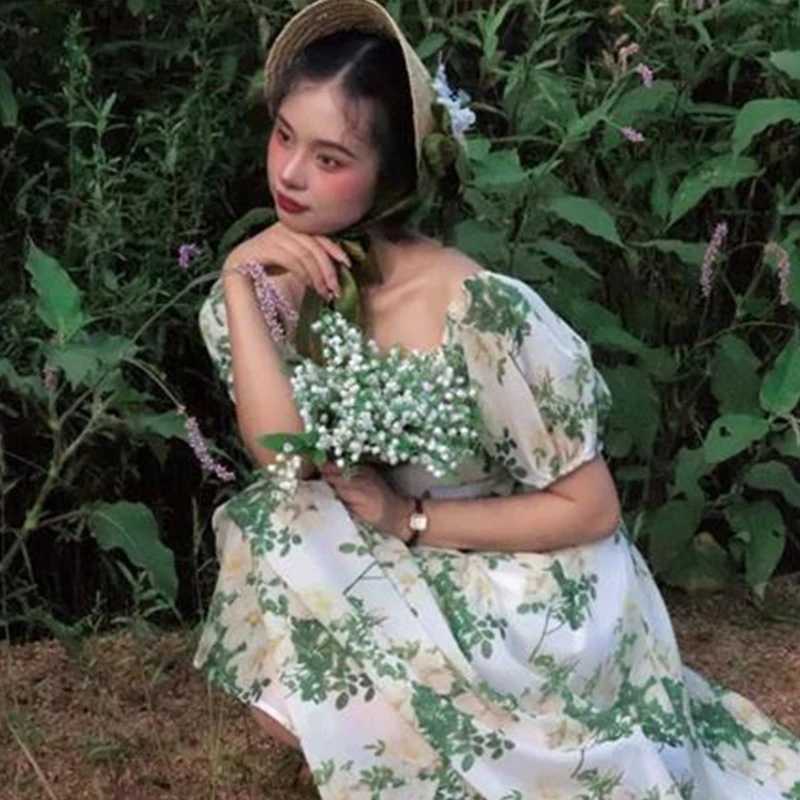 New Arrival Women Victorian Wedding Tea Party Bonnet Handmade Lolita Retro Green Flower Bow Beach Sun Straw Weaving Hat French Pastoral Cap U250616